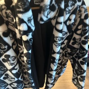 Mickey Black & White Furry Fleece Coat